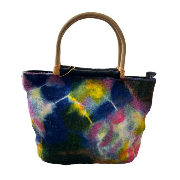 Multicolored hand embroidered felt wallet