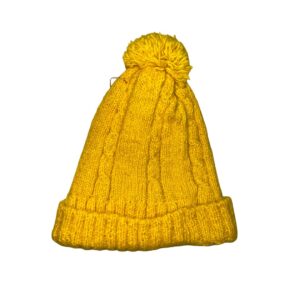 Alpaca yarn cap for adult, yellow
